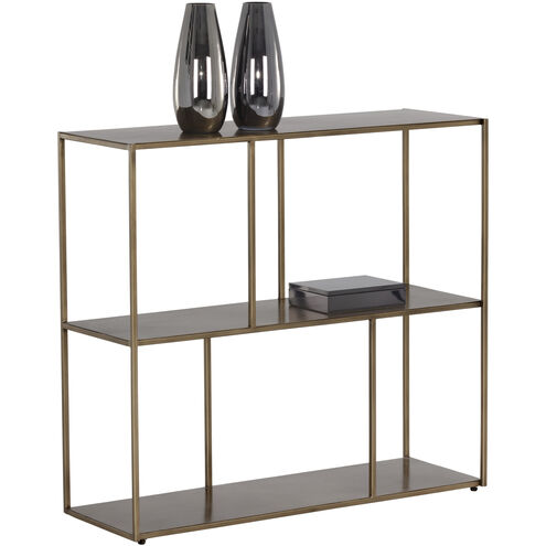 Eiffel Antique Brass Low Bookcase, Medium